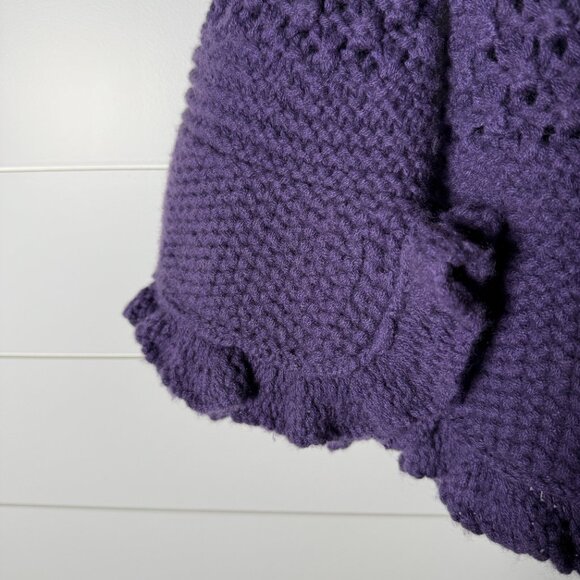 Maria Di Ripabianca Cashmere Purple Ruffle Open Cardigan Made in Italy Size 6 - Picture 7 of 11